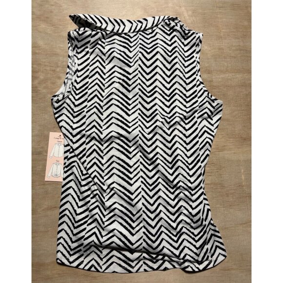 Tamara H Sleeveless Shirt Women Small Black White Chevron Stripe Business Casual - Picture 2 of 6
